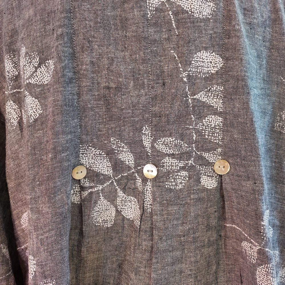 Habitat Women's Plus Size XXL Blouse Oversized Lagenlook Gray Linen Boho - Picture 5 of 11